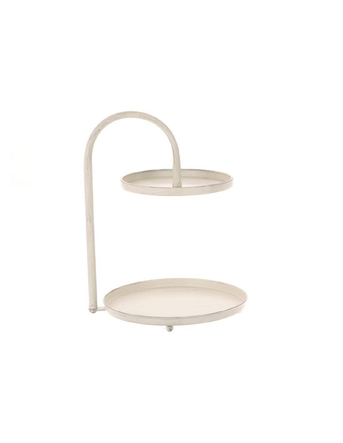 Δίσκος σερβ.2οροφος μεταλ.antique λευκό 24,5Χ32,5