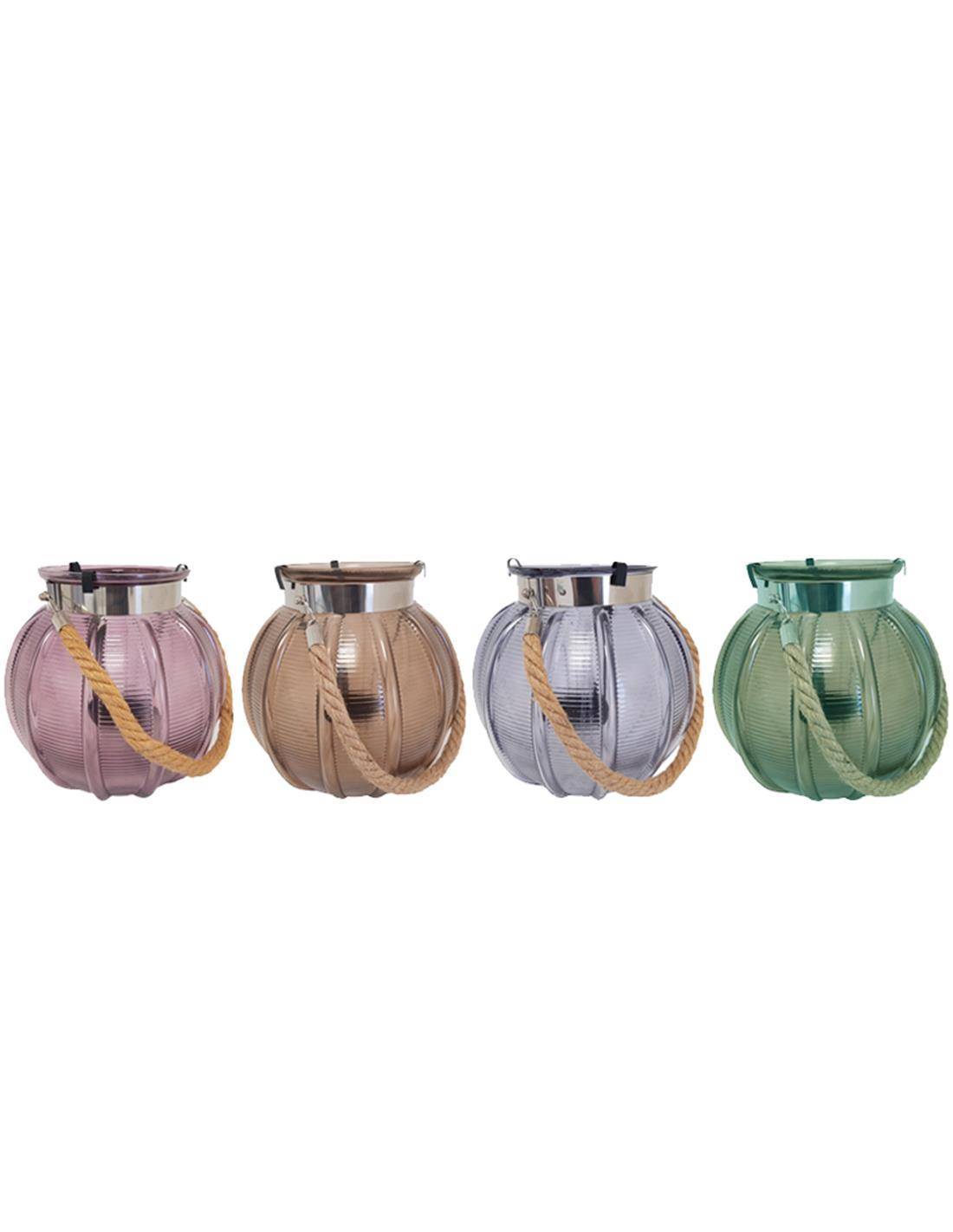 Κηροπήγιο γυαλ.μπουλ με σχοινί 4χρ.30εκ