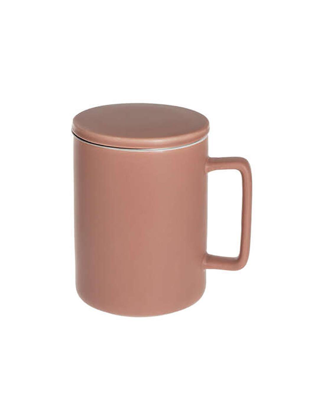 Κούπα κεραμ.με καπάκι και φίλτρο 40cl terracotta