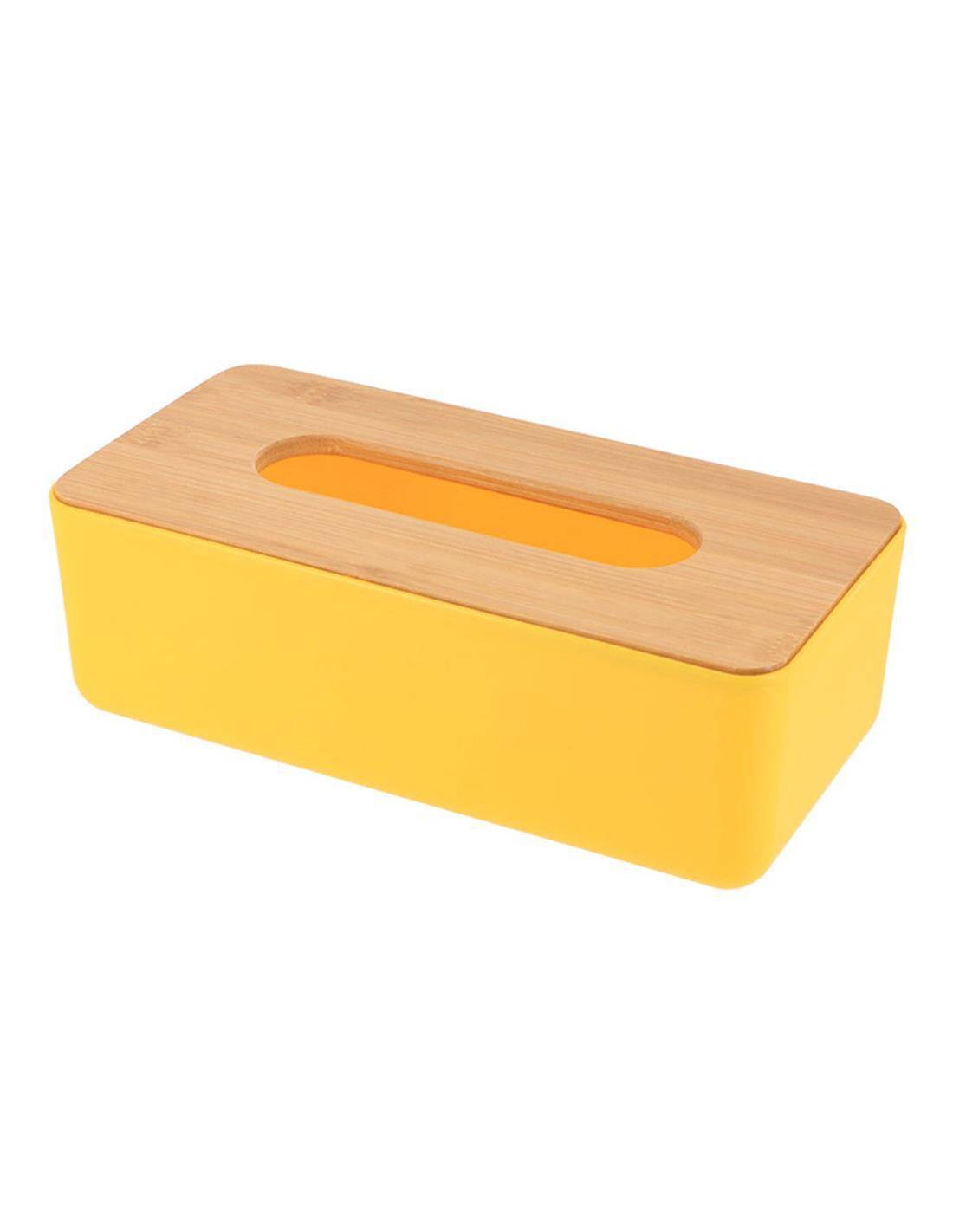 Κουτί χαρτ/λων πλαστ.κίτρινο με bamboo