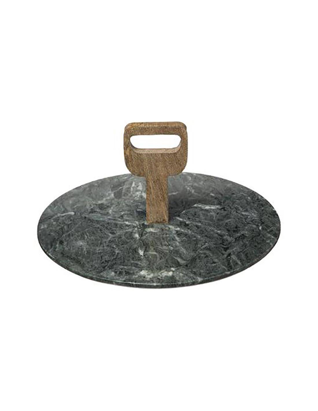 Δίσκος σερβ.με χειρολαβή πράσινο marble Φ30
