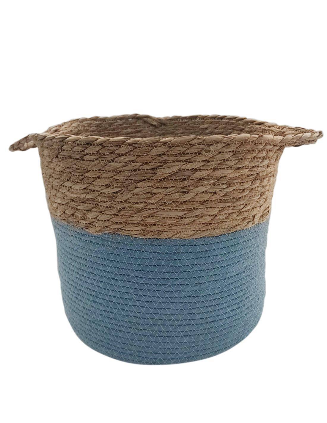 Καλάθι ψάθινο με βάση μπλε 33Χ28,5