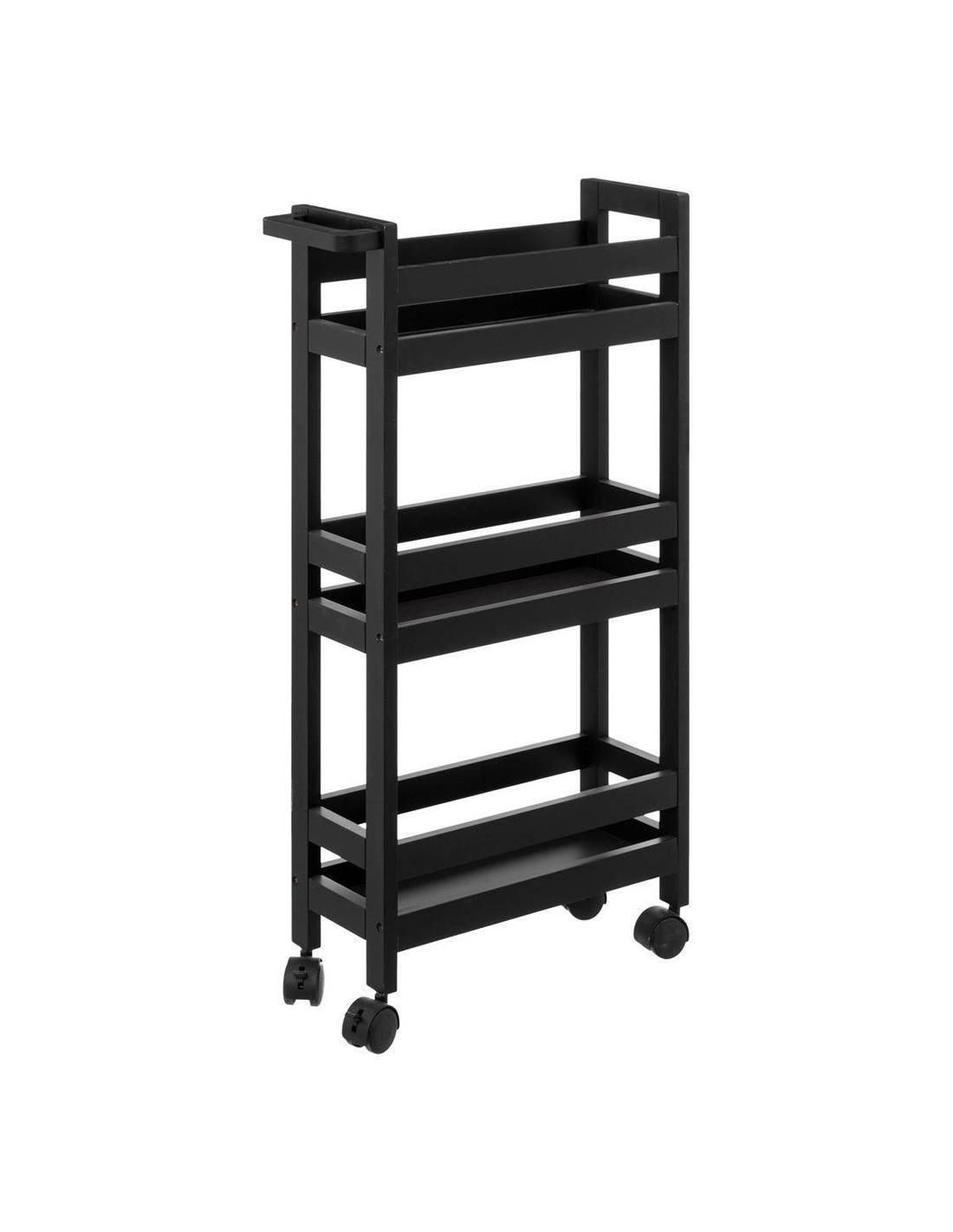 Ραφιέρα τρόλευ ξύλινη μαύρη 3οροφη 40Χ15Χ75