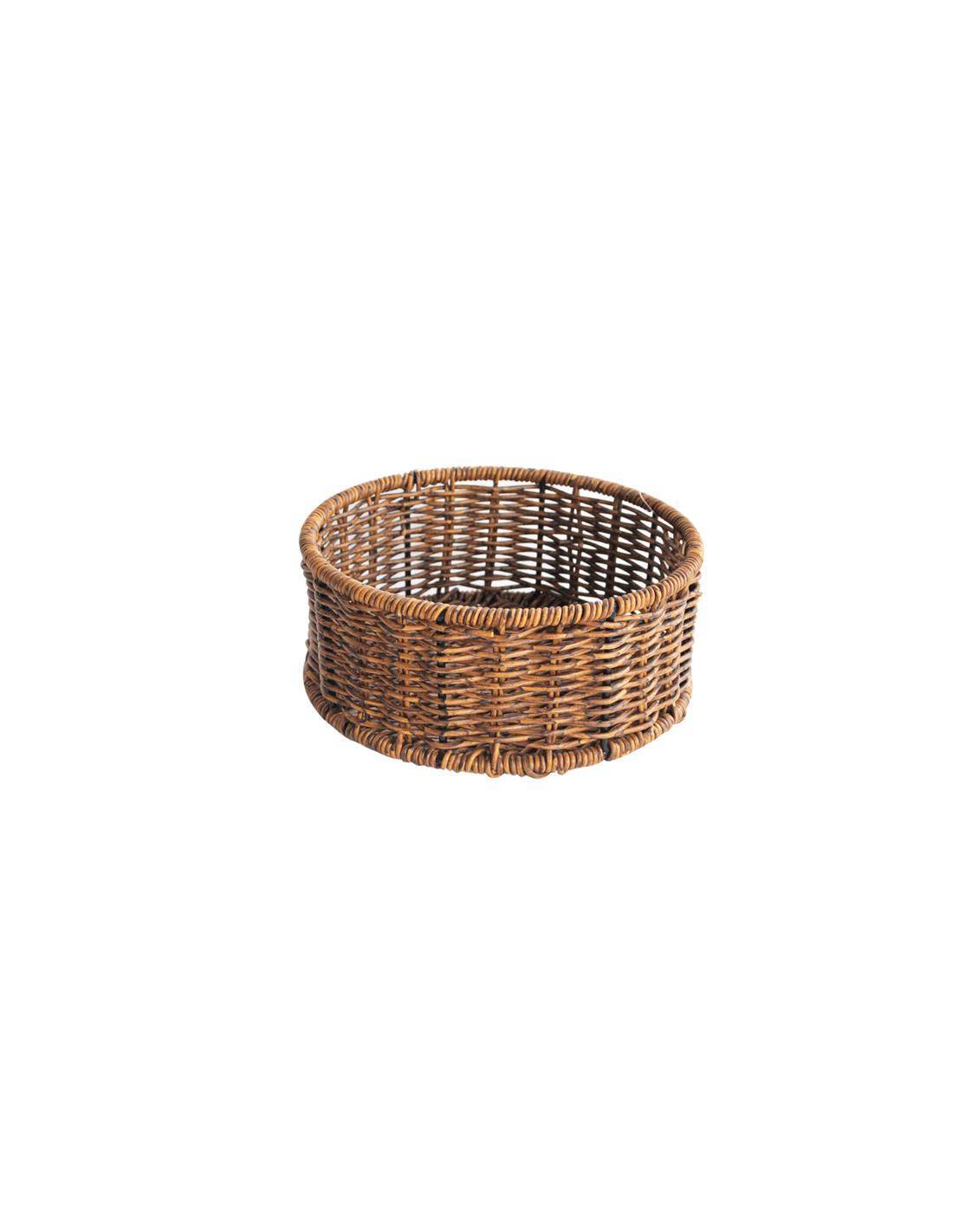 Καλάθι τεχνητό rattan καφε Φ20Χ8,5CM