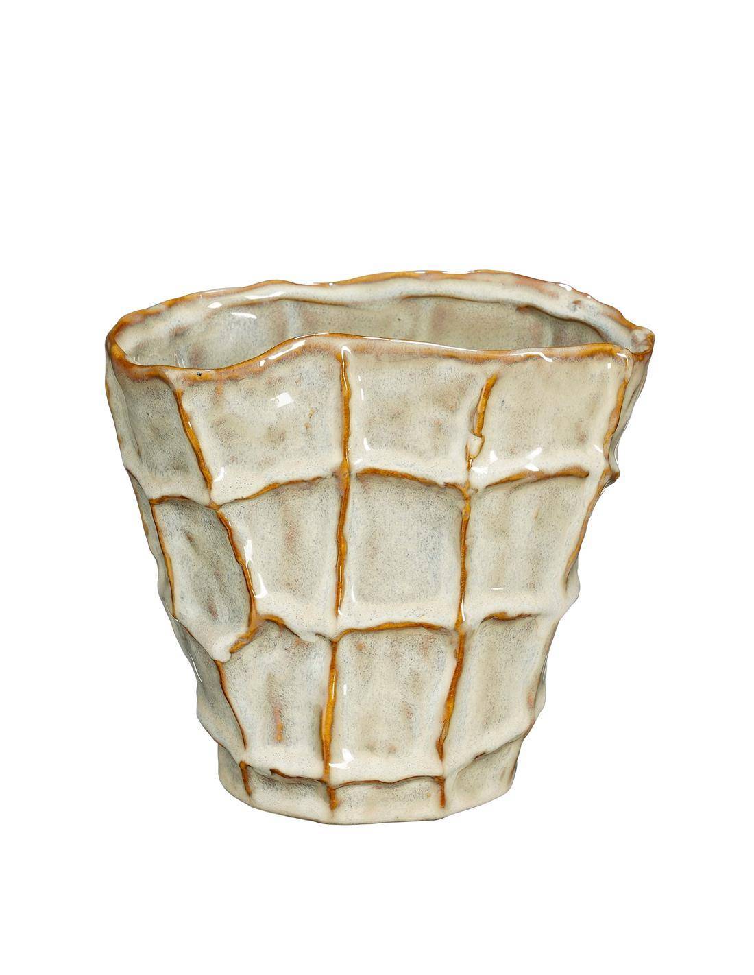 Βάζο cream οβάλ ανάγλ.τετράγωνα 18x11,5x16,5cm