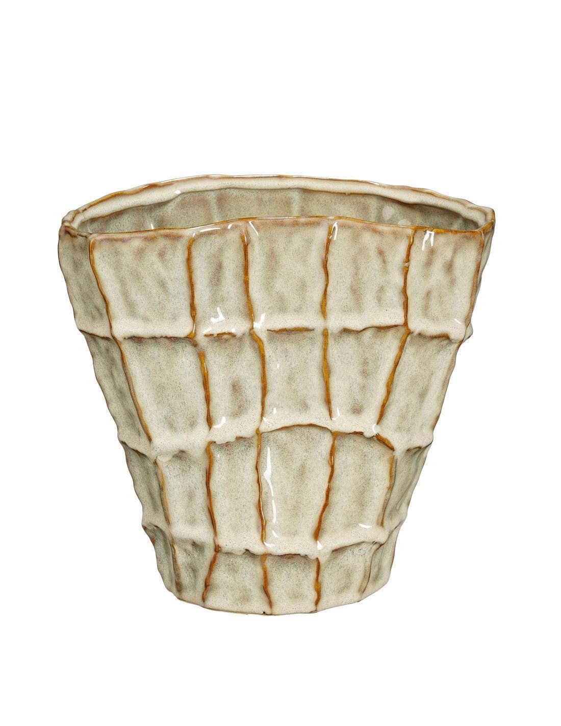 Βάζο cream οβάλ ανάγλ.τετράγωνα 22x14,5x21cm