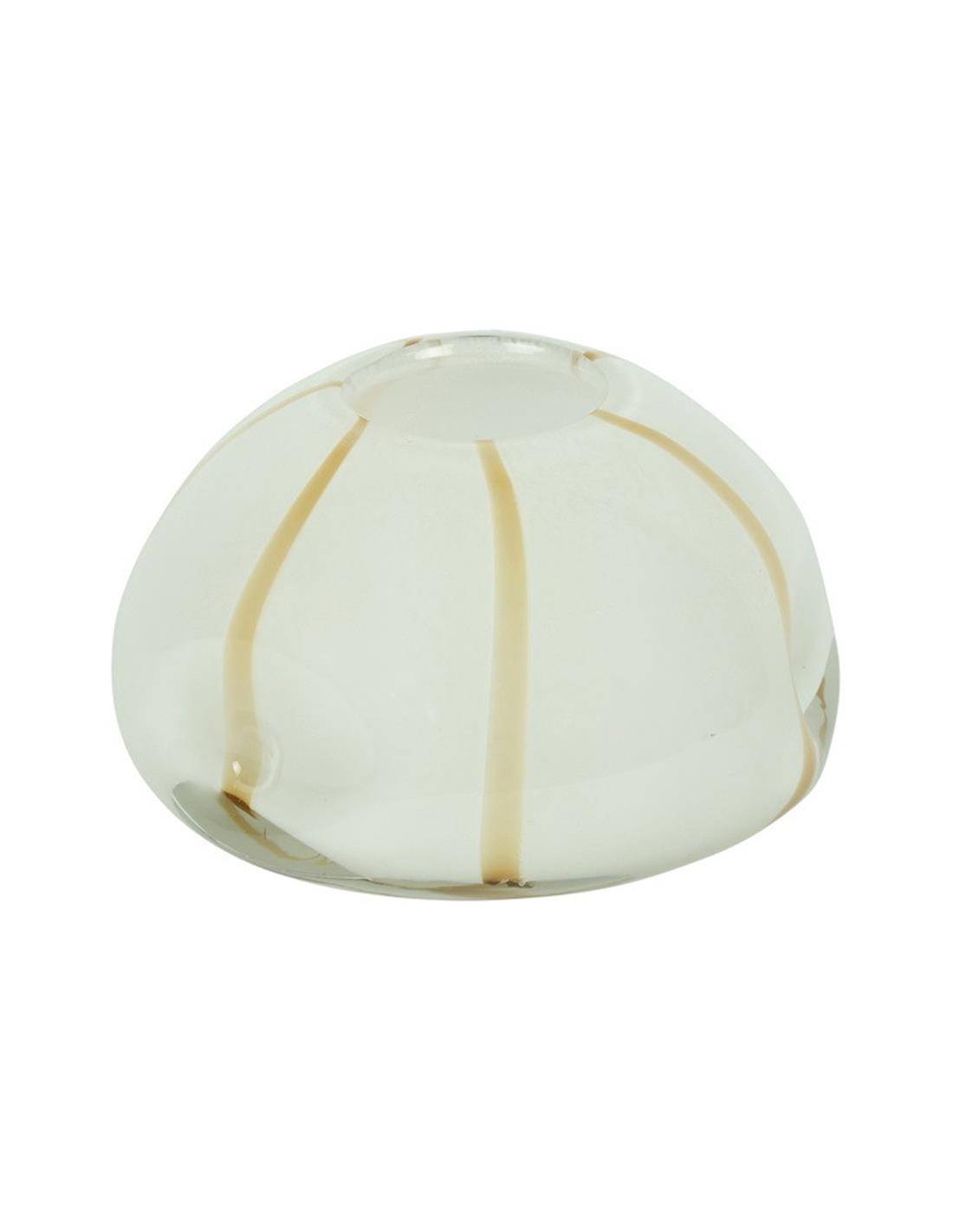 Βάζο γυαλ. Λευκό με καφέ ρίγα 16,5Χ13