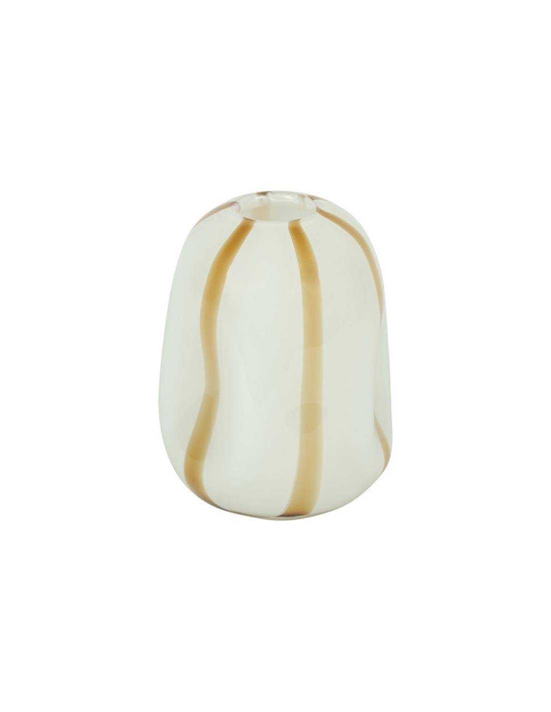 Βάζο γυαλ. Λευκό με καφέ ρίγα 16Χ21