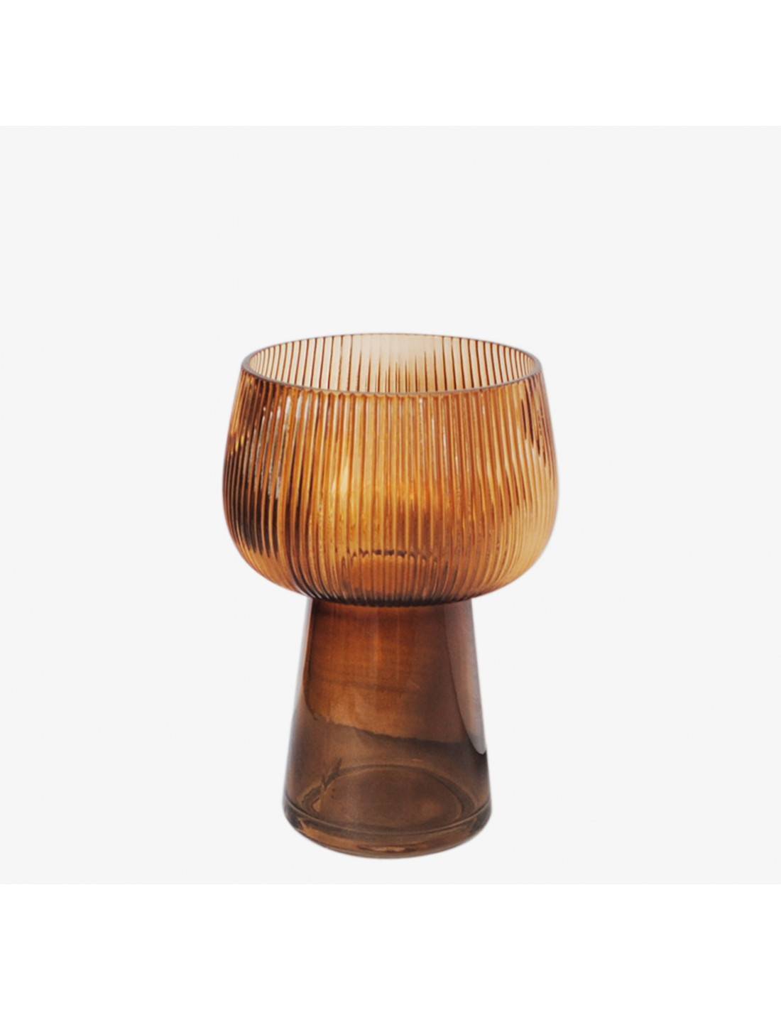 Βάζο γυαλ. μελί με πόδι Φ14,5Η21,5cm