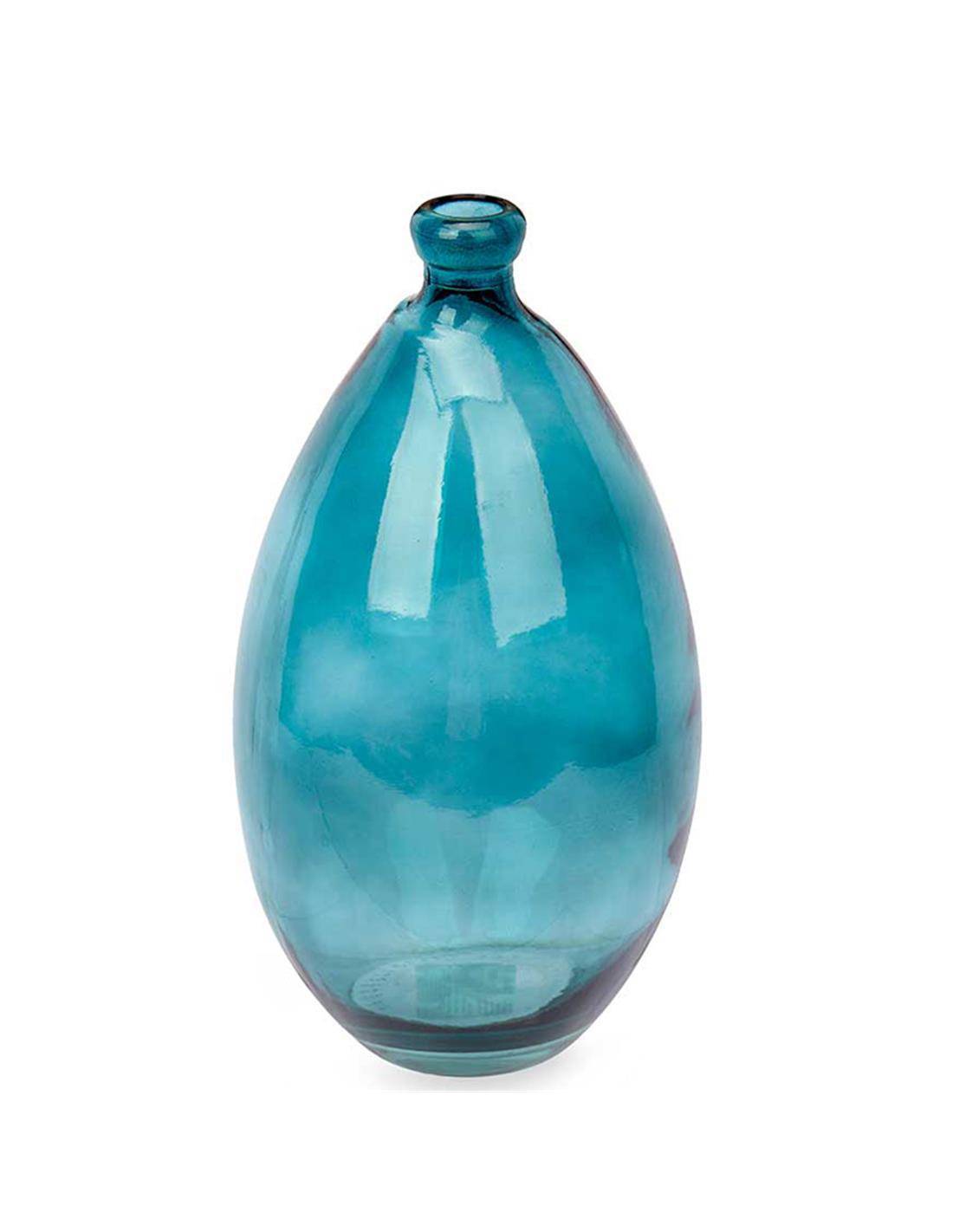 Βάζο γυάλ.μπλε στενό στόμιο Φ17Η30cm