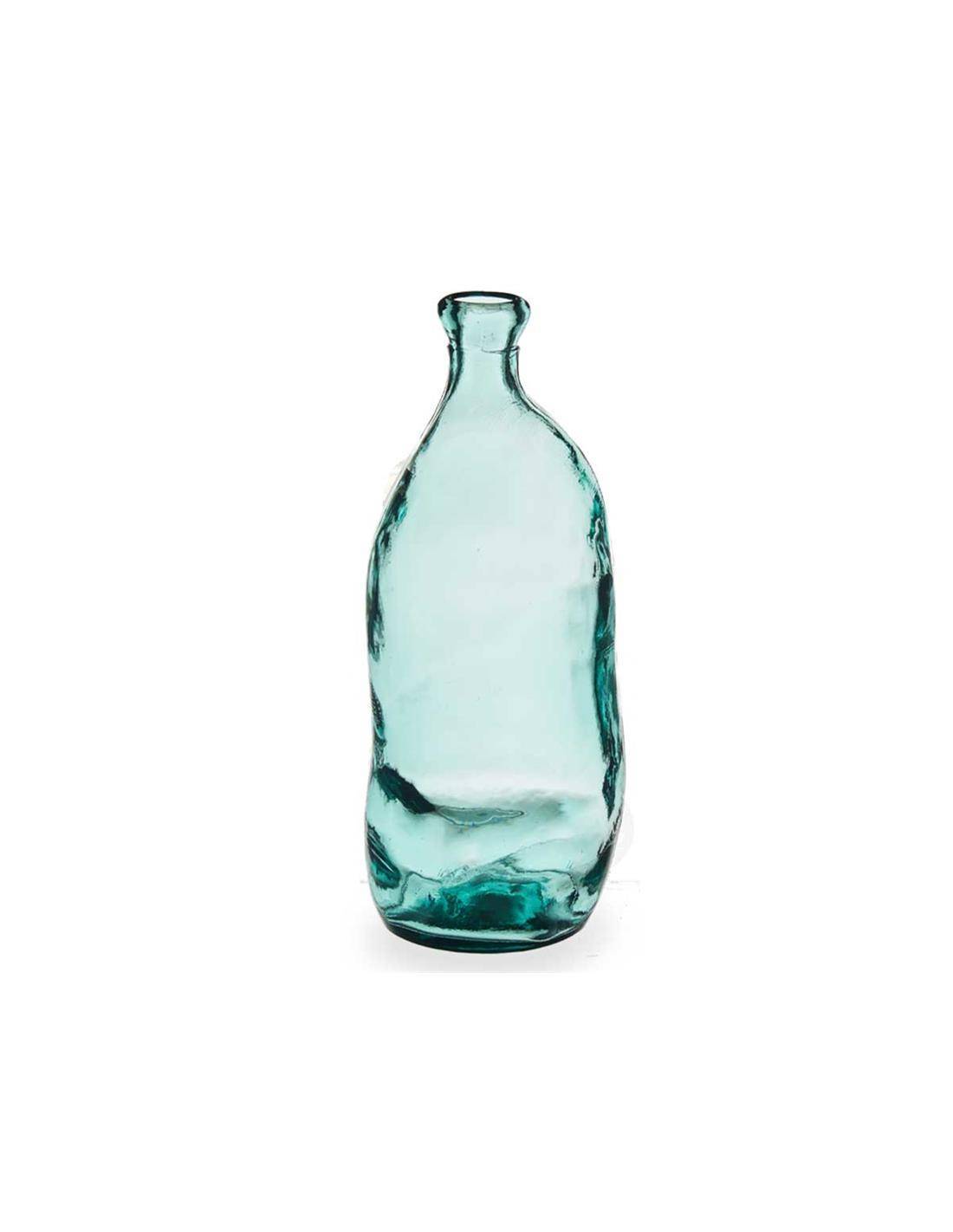 Βάζο γυαλ.στενό στόμιο θαλασσί Φ14Η37cm