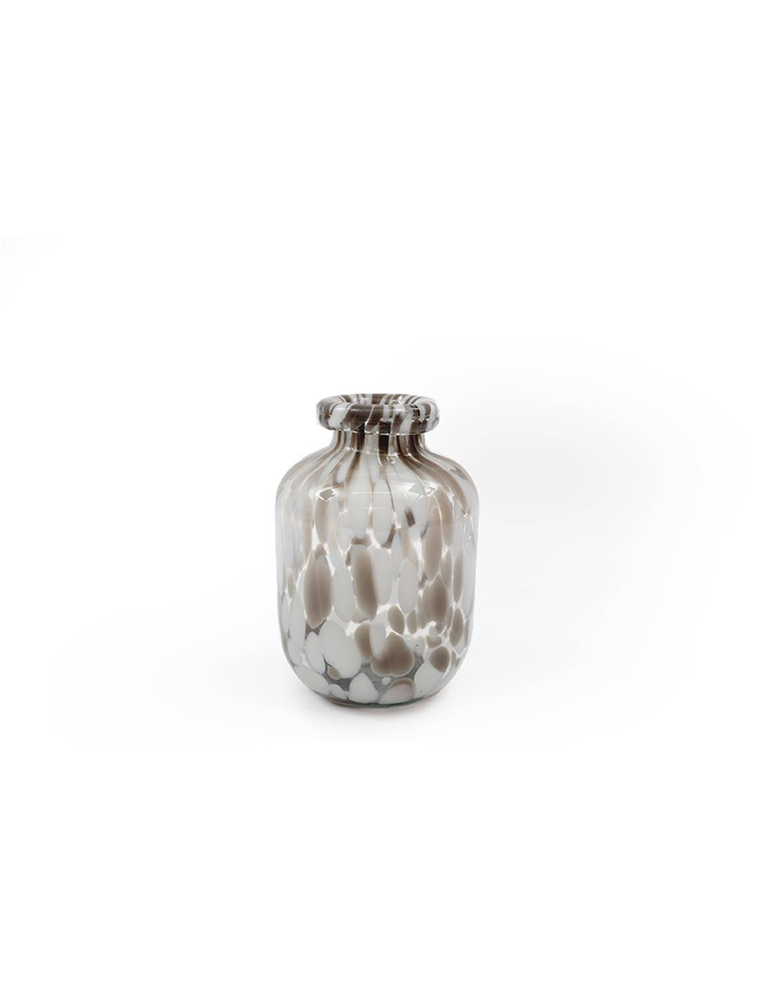 Βάζο γυάλινο καφέ/λευκό 11,5x16,5cm