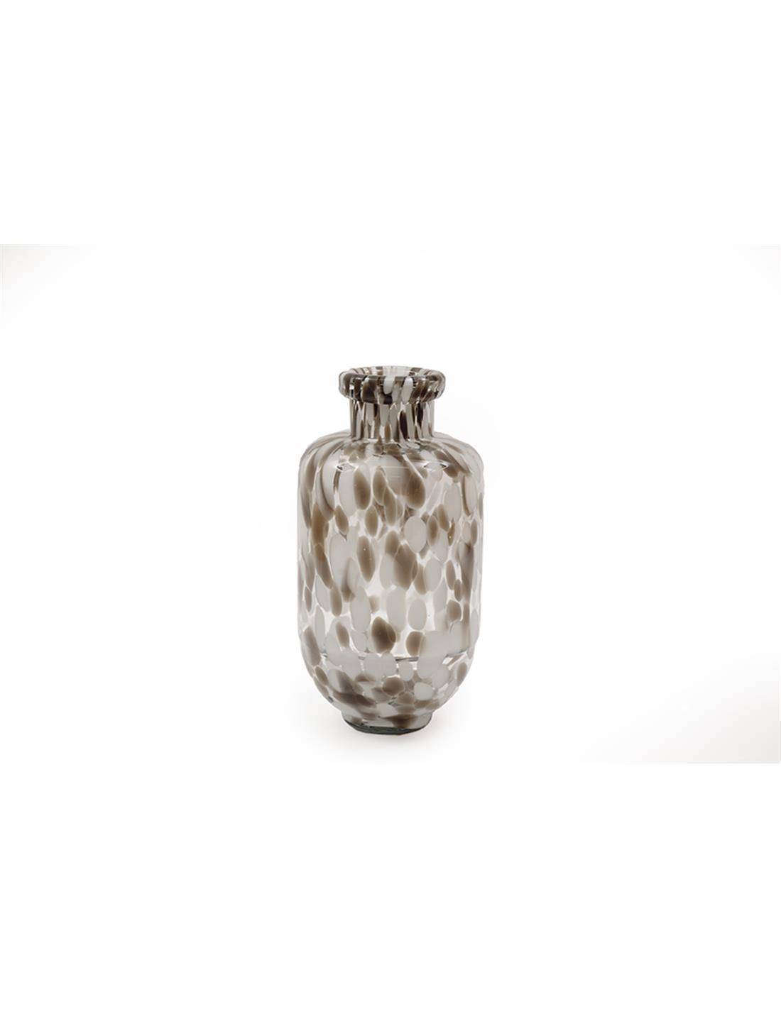 Βάζο γυάλινο καφέ/λευκό 12,5x24,5cm