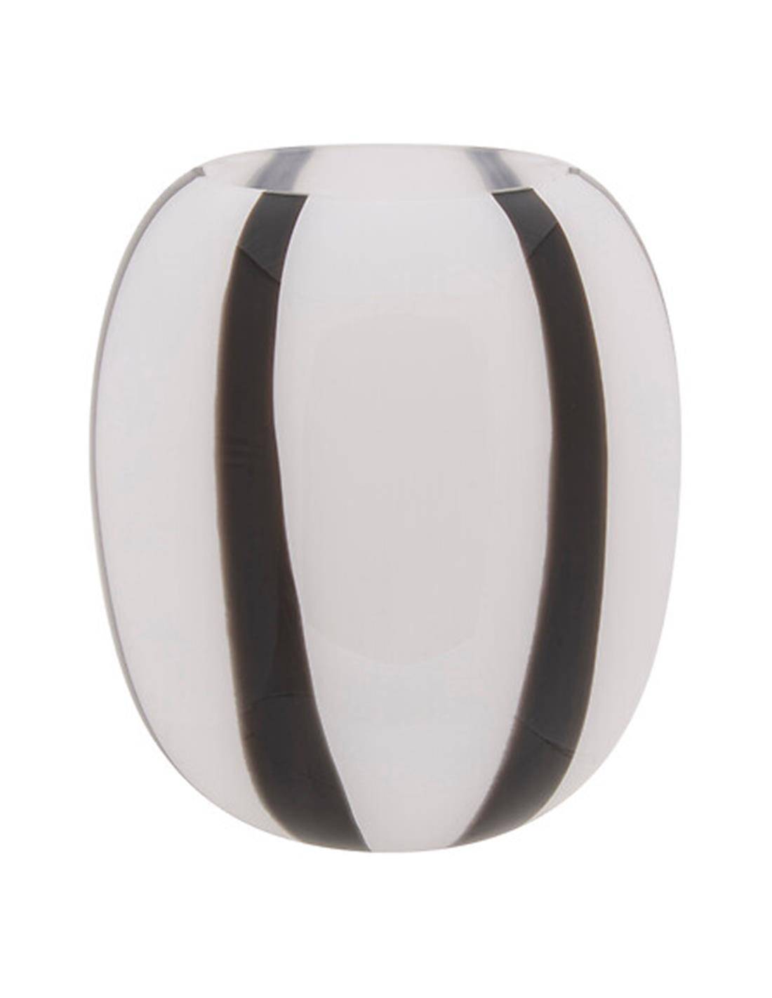 Βάζο γυάλινο λευκό/μαύρες ρίγες 18x20cm