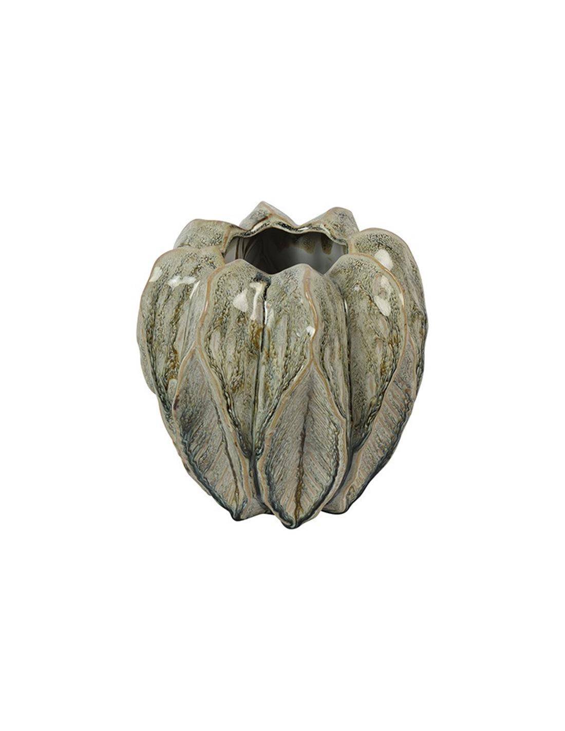 Βάζο κεραμ.LEVI αν.πράσινο 18,5Χ19