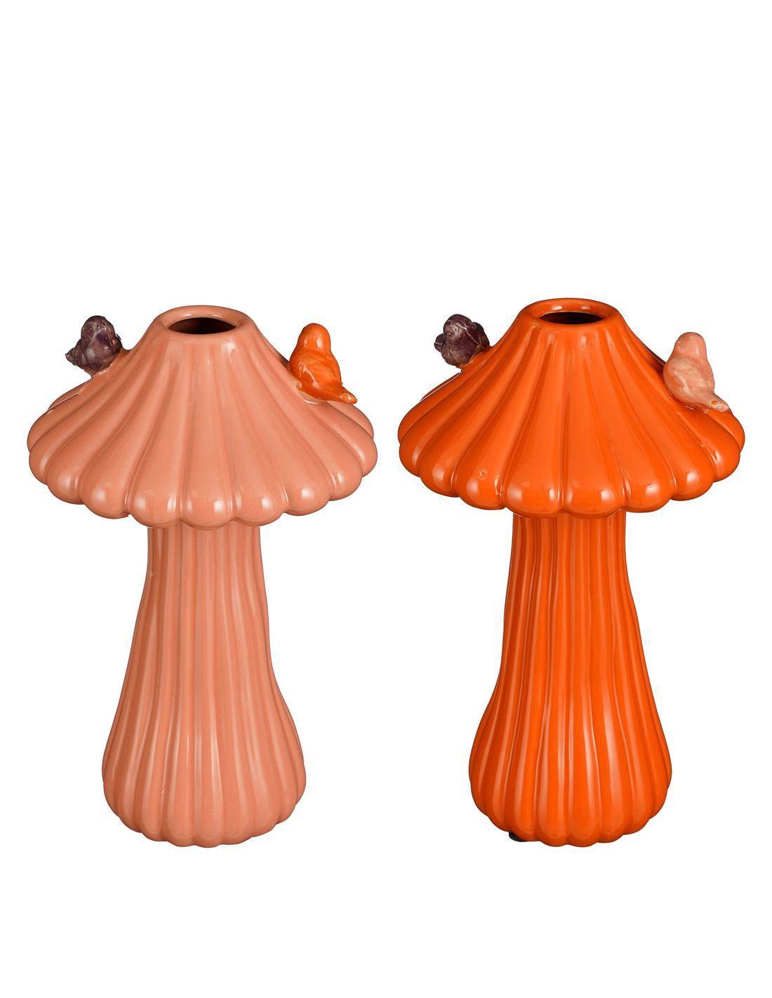 Βάζο κεραμ.μανιτάρι μονολούλουδο/2χρωμ. Φ16Η25cm