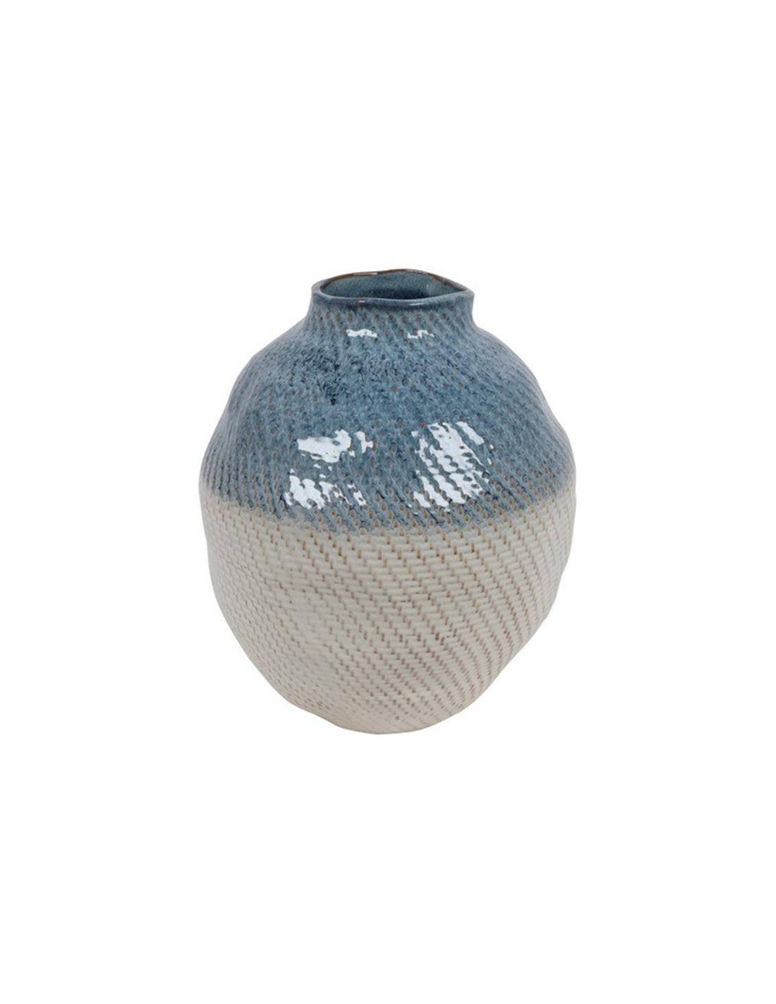 Βάζο κεραμ.μπλε/εκρού 26Χ30,5cm