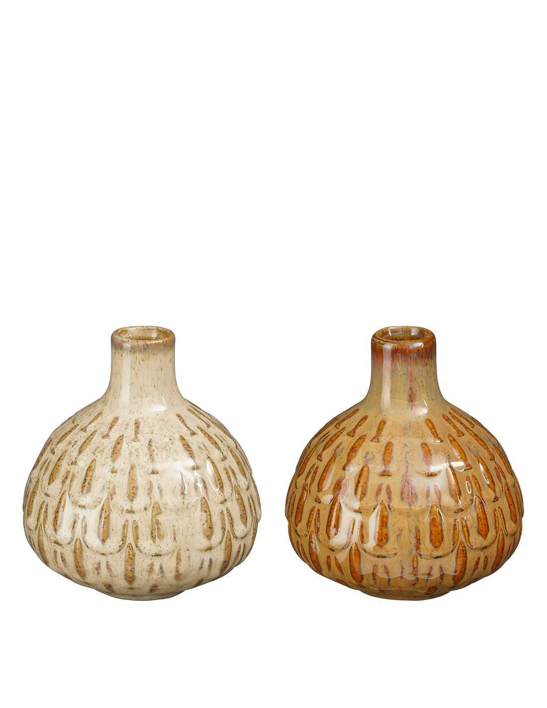 Βάζο κεραμικό 2χρώματα-μπεζ/καφέ Φ13,5Η15cm