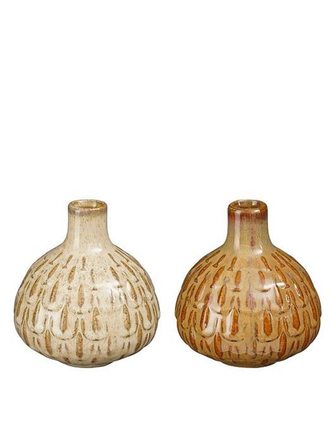 Βάζο κεραμικό 2χρώματα-μπεζ/καφέ Φ9Η10,5cm