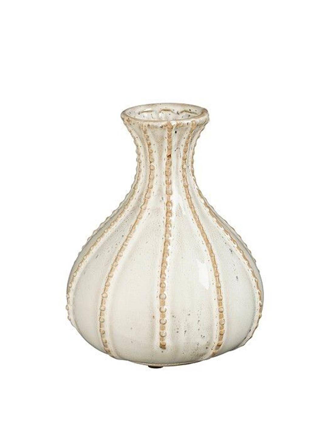Βάζο κεραμικό εκρού "Stephanie" Φ17Η19 cm