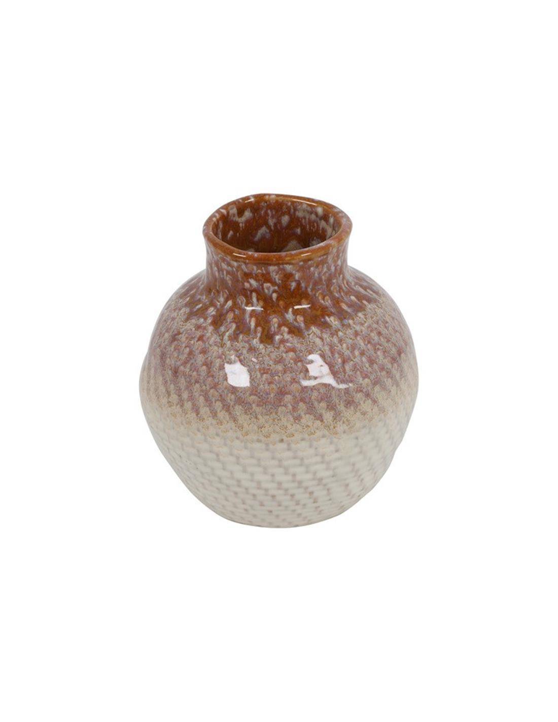 Βάζο κεραμικό καφέ/μπεζ 14,2x15,2cm