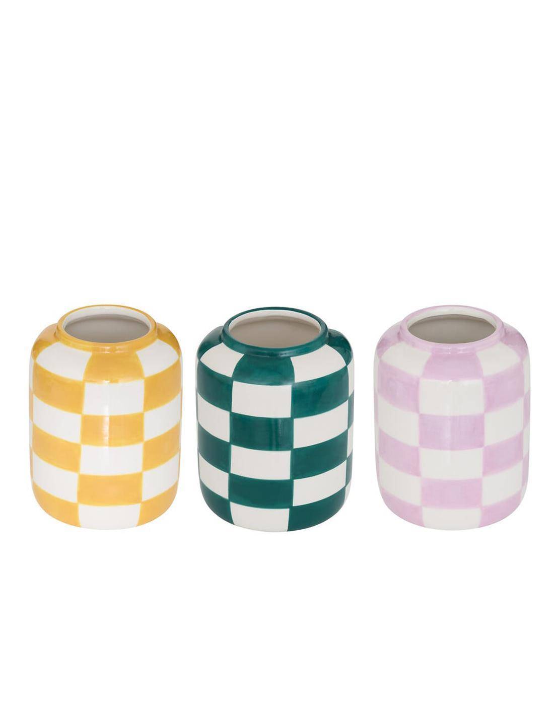 Bάζο κεραμικό καρό 3χρώματα 11x14cm