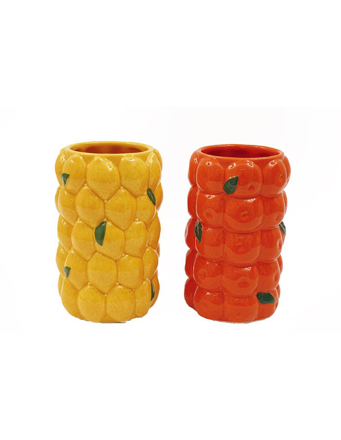 Βάζο κεραμικό με λεμόνια/πορτοκάλια 11x18cm