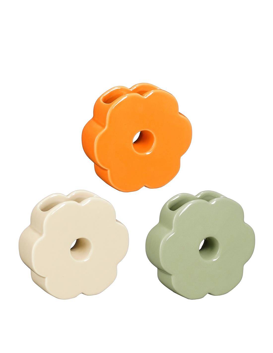 Βάζο λουλούδι κεραμικό 3χρώματα 10,5x3,5x10cm