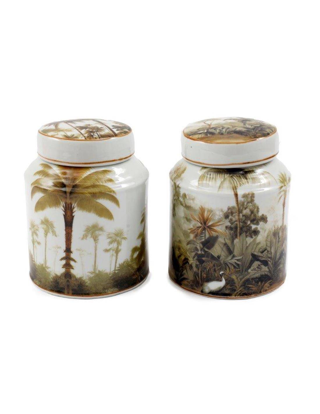 Βάζο/Τζαρ με καπάκι πορσ.2σχεδ.14Χ17 σχ.Φοίνικες