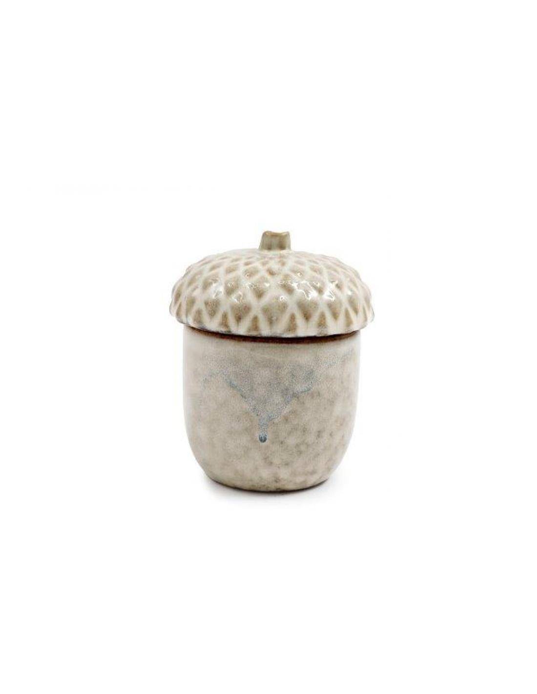 Βελανίδι κεραμικό εκρού με καπάκι Φ8,5Η11cm