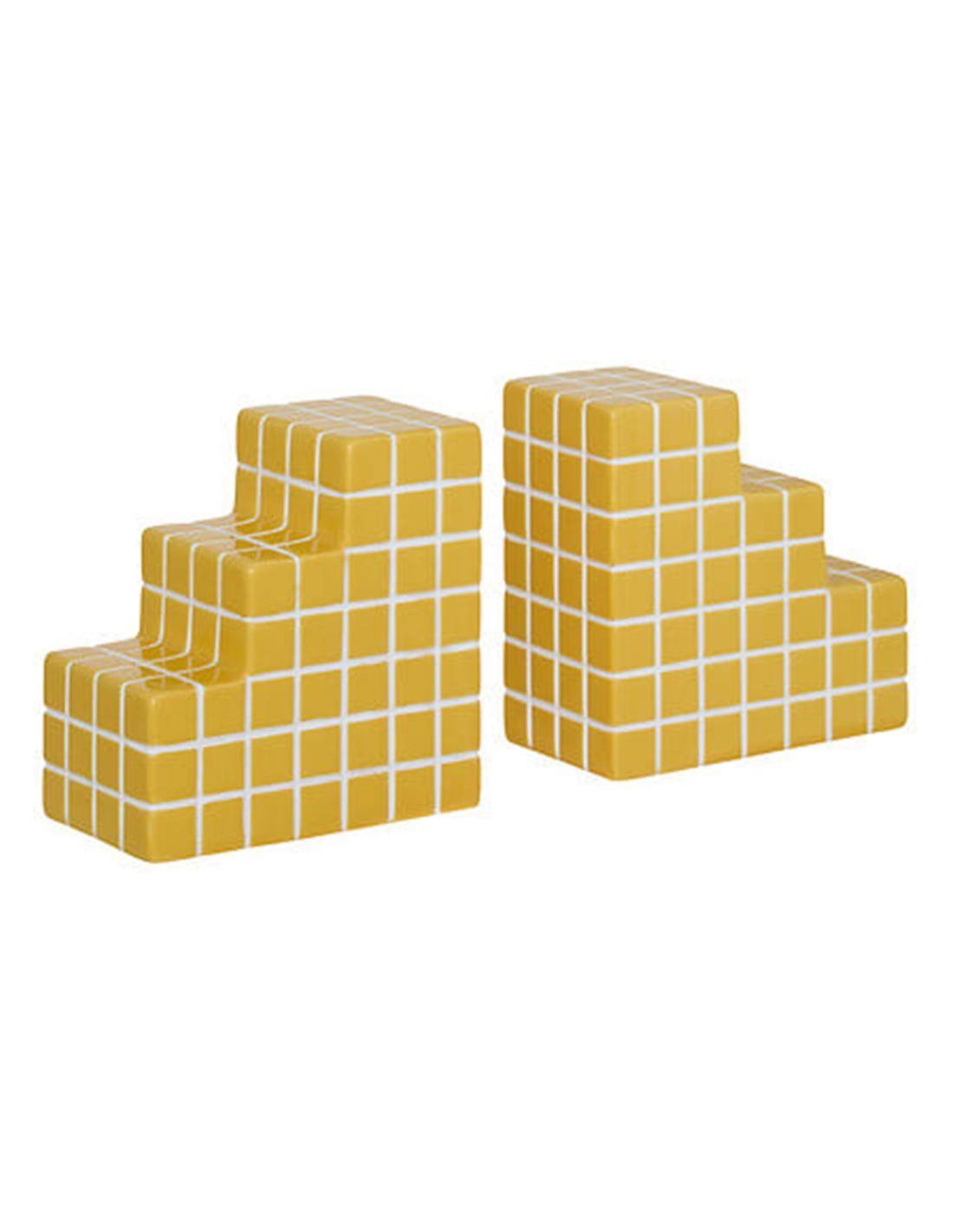 Βιβλιοστάτες κίτρινα ψηφιδα/τουβλάκια 
14,9 x 8,1 x 14,9 cm
