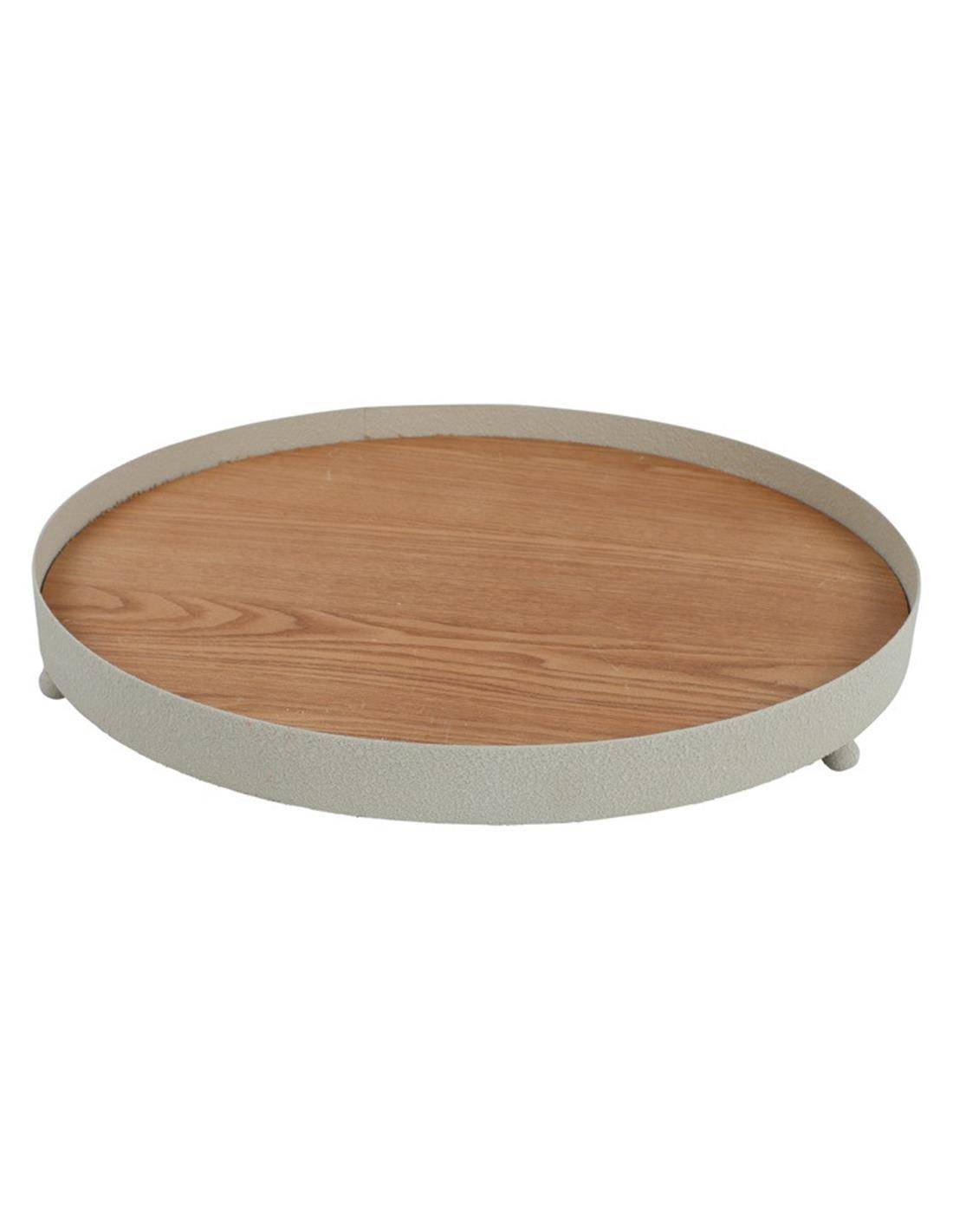 Δίσκος μεταλ.εκρού με ξύλο Φ40x5cm