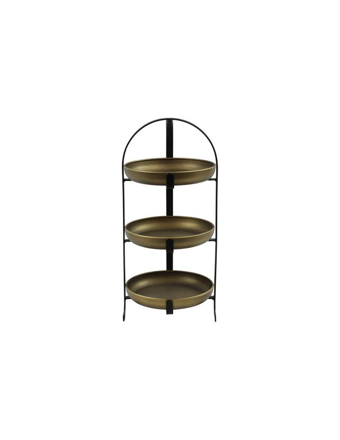 Δίσκος μεταλ.χρυσός 3οροφος  Φ22 Η45cm