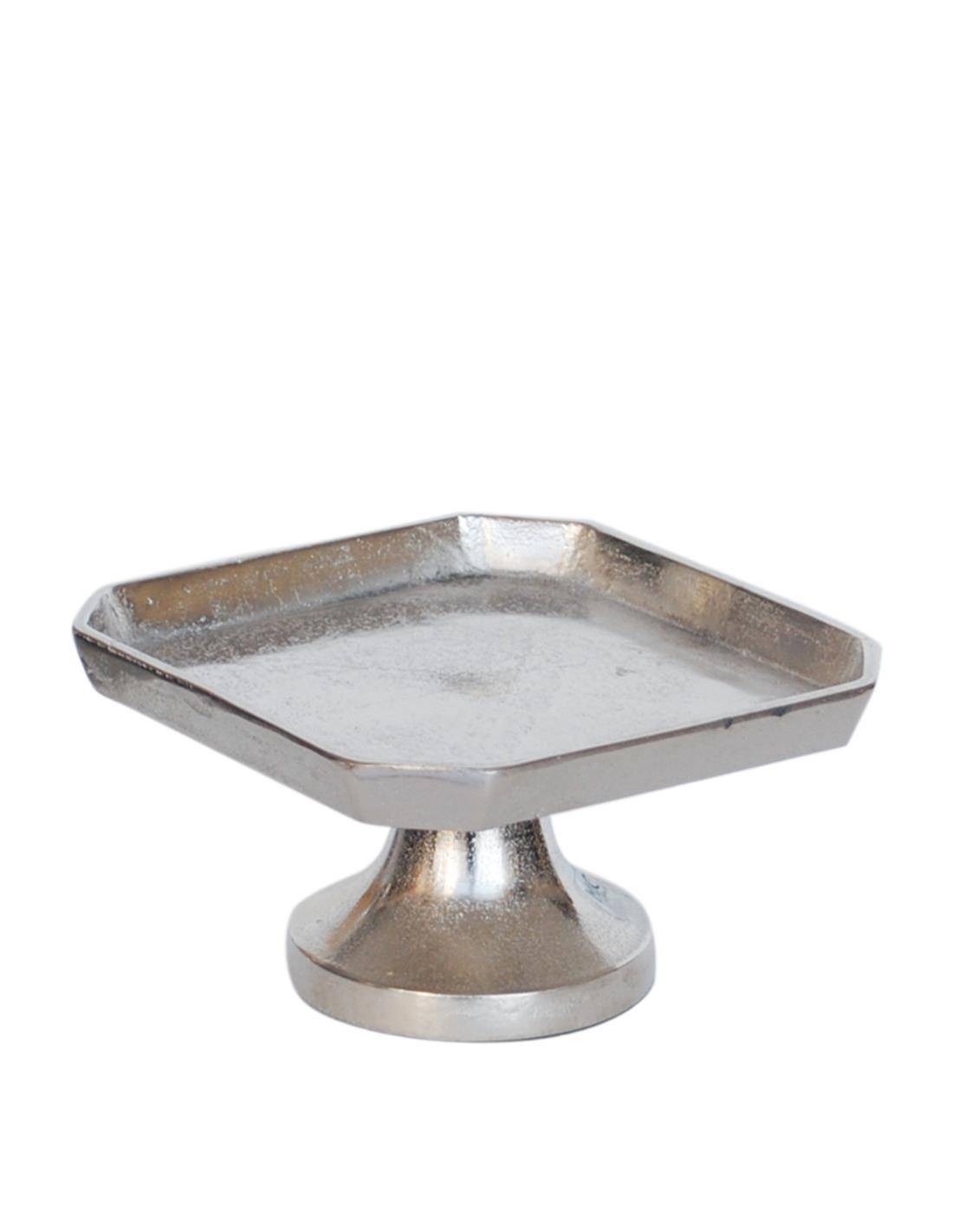 Δίσκος σερβ.μεταλ.ασημί με πόδι 19,5Χ19,5Η9,5cm