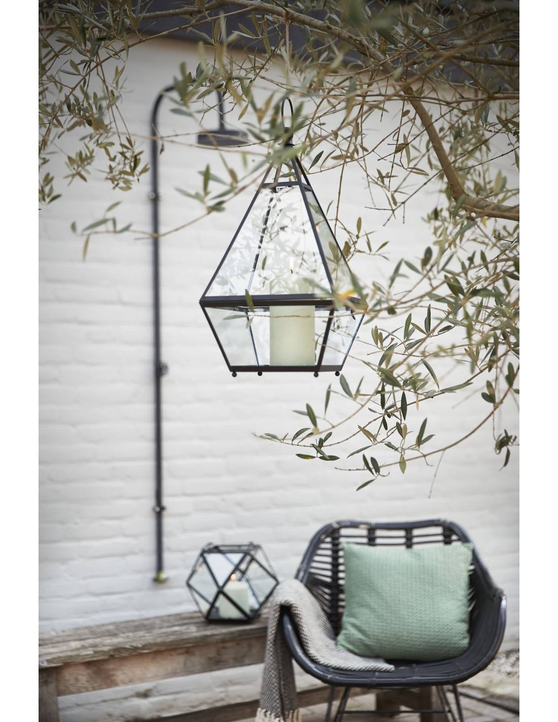 Φανάρι μεταλ.πολυγ.μαύρο 30Χ24