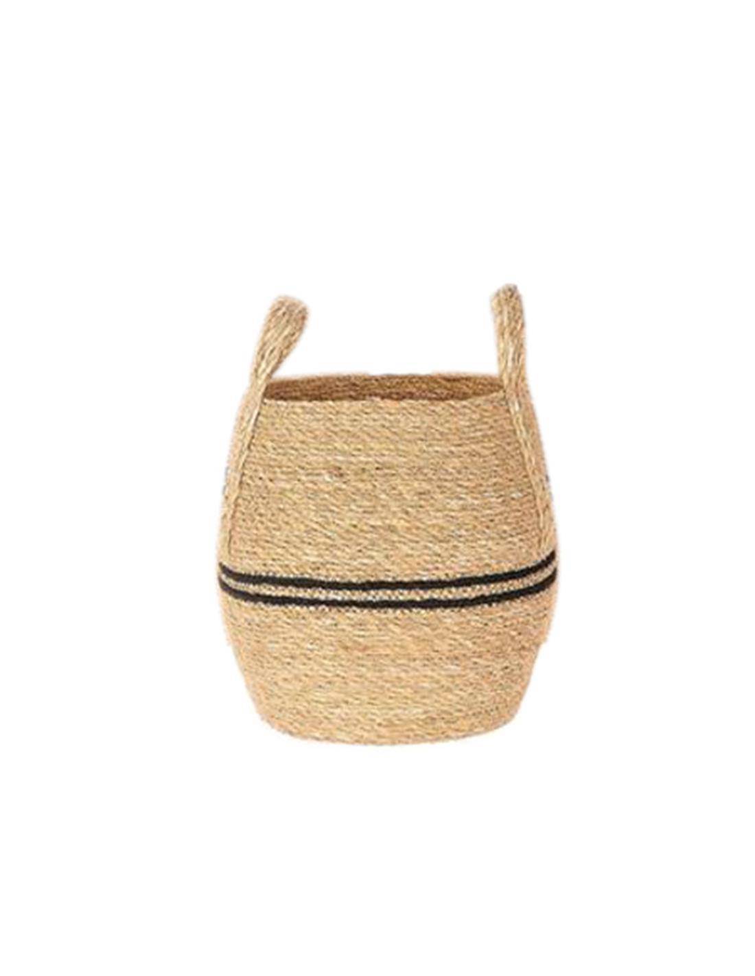 Καλάθι ψάθινα φυσικό Φ28 Η30/39 cm