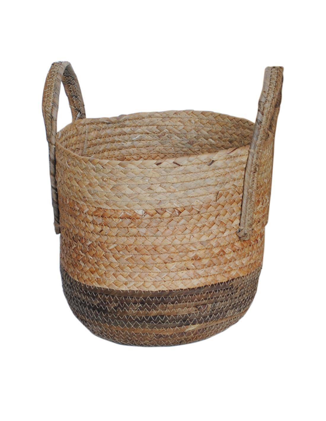Καλάθι ψάθινο 2χρωμο καφέ 29Χ27,5