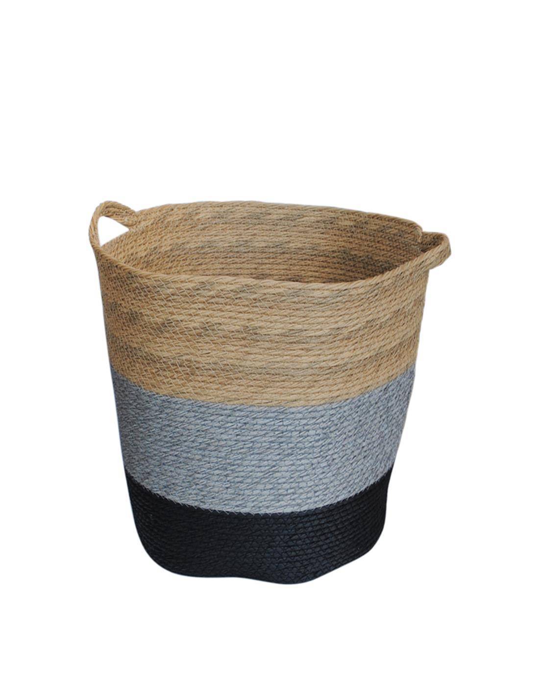 Καλάθι ψάθινο 3χρωμο 38Χ37