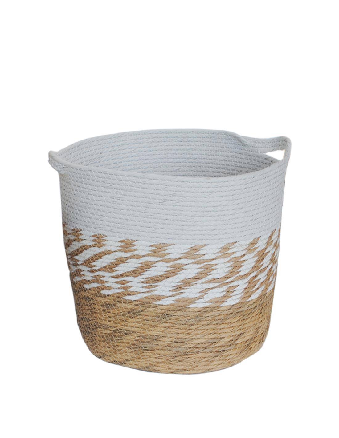 Καλάθι ψάθινο λευκό σχ. 37Χ31