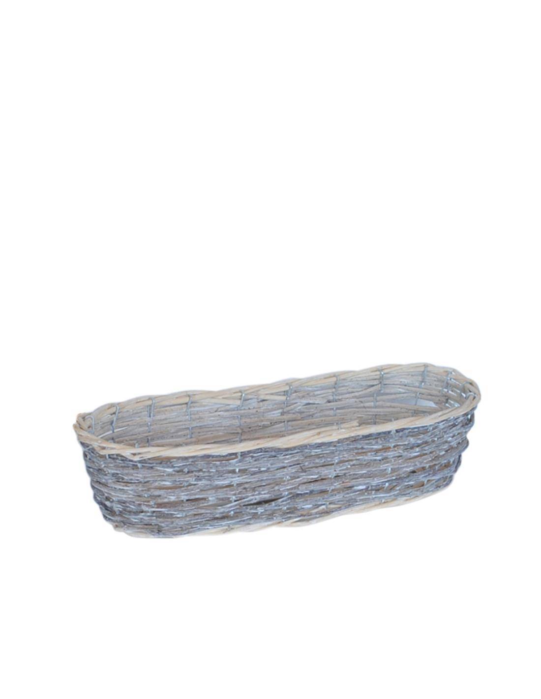 Καλάθι ψάθινο οβαλ λευκό 42Χ15Χ10