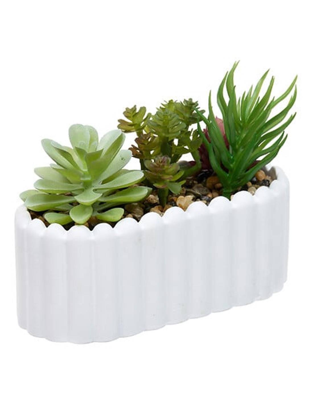 Κασπώ οβάλ  λευκό με συνθεση 15x7x12cm