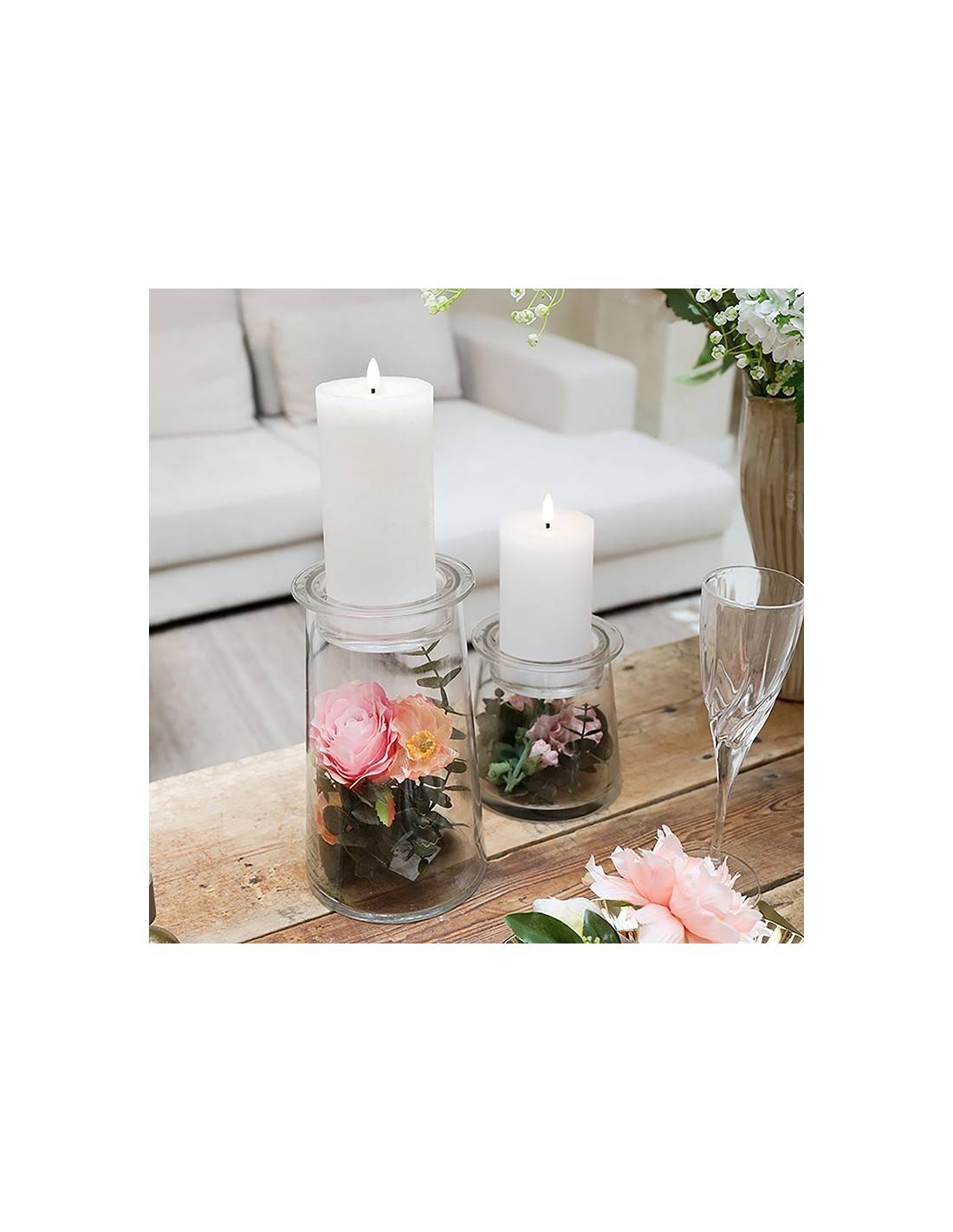 Κερί κορμός LED 7,5Χ15 λευκό