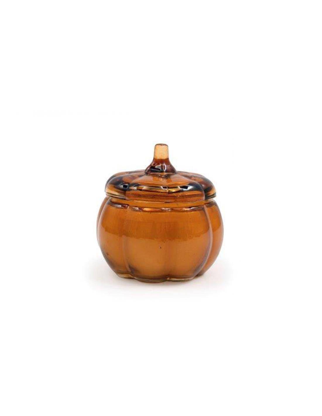 Κερί σε γυάλινη κολοκύθα με καπάκι μελί Φ8,5cm