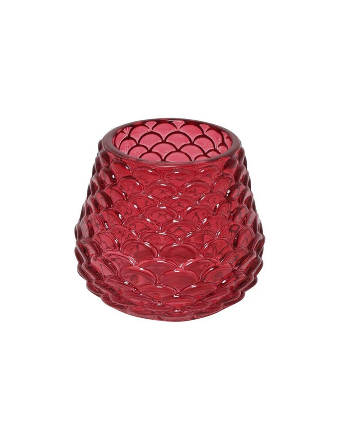 Κηροπήγιο γυαλ.κουκουνάρα κόκκινο 7,5Χ6,5