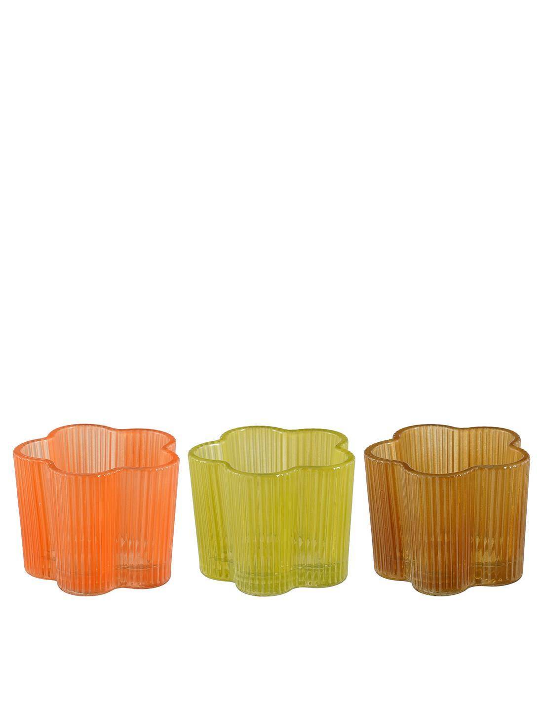 Κηροπήγιο γυάλινο 3χρώματα Φ7Η6cm