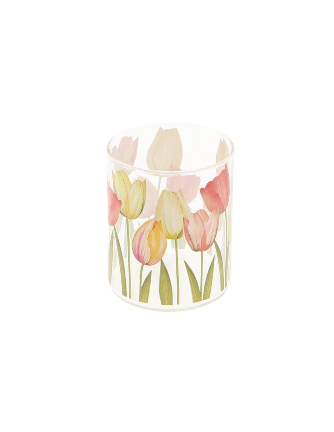 Κηροπήγιο γυάλινο τουλίπες 8x10cm