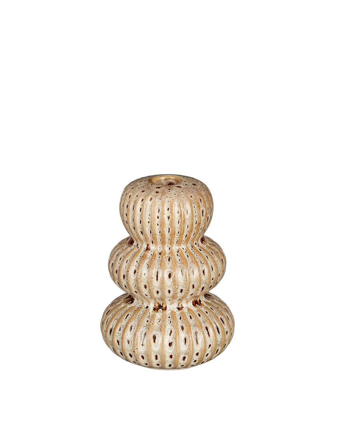 Κηροπήγιο κεραμικό μπεζ-καφε Φ11Η15,5cm