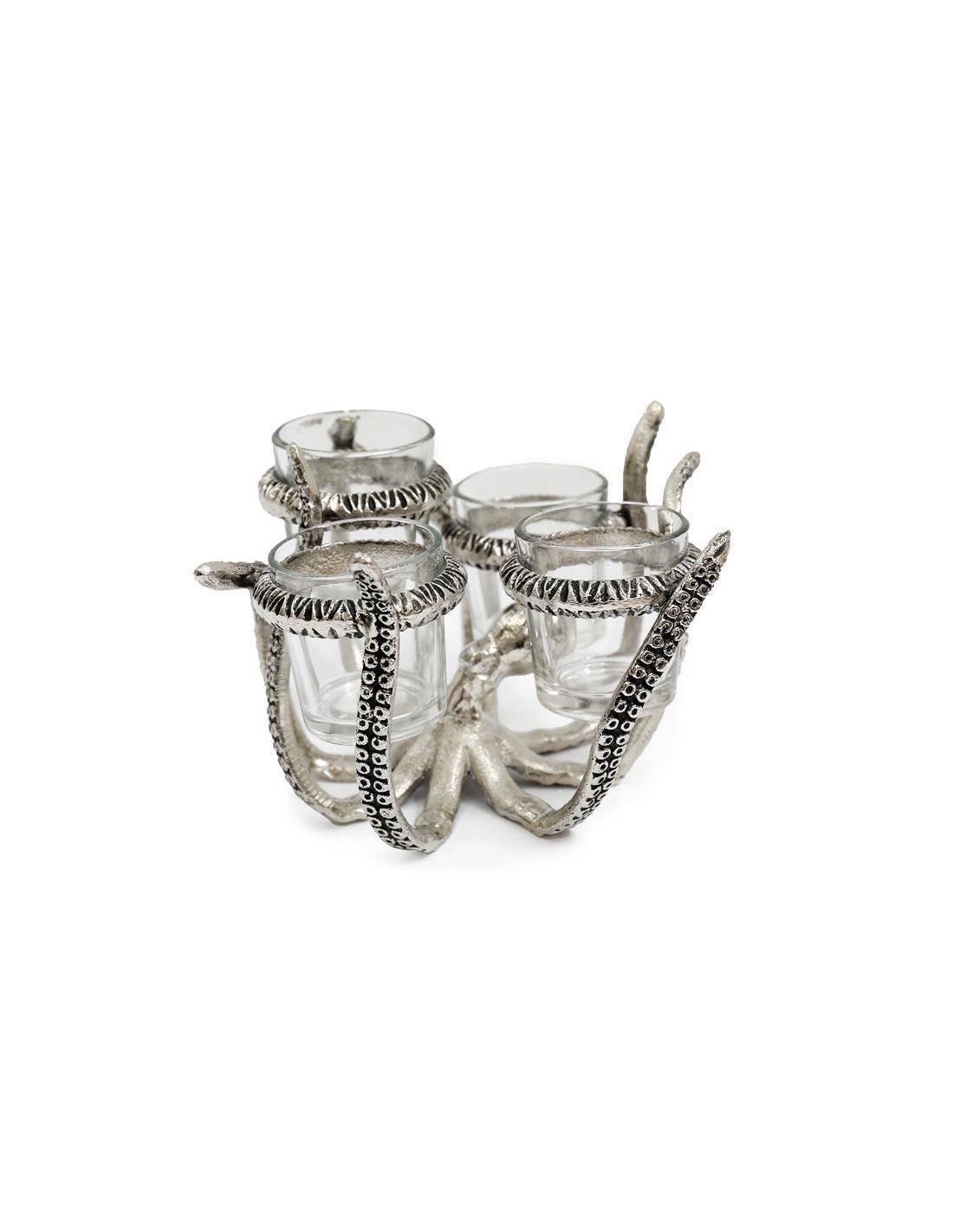 Κηροπήγιο "OCTOPUS" aluminium/4γυαλιά 19x17cm