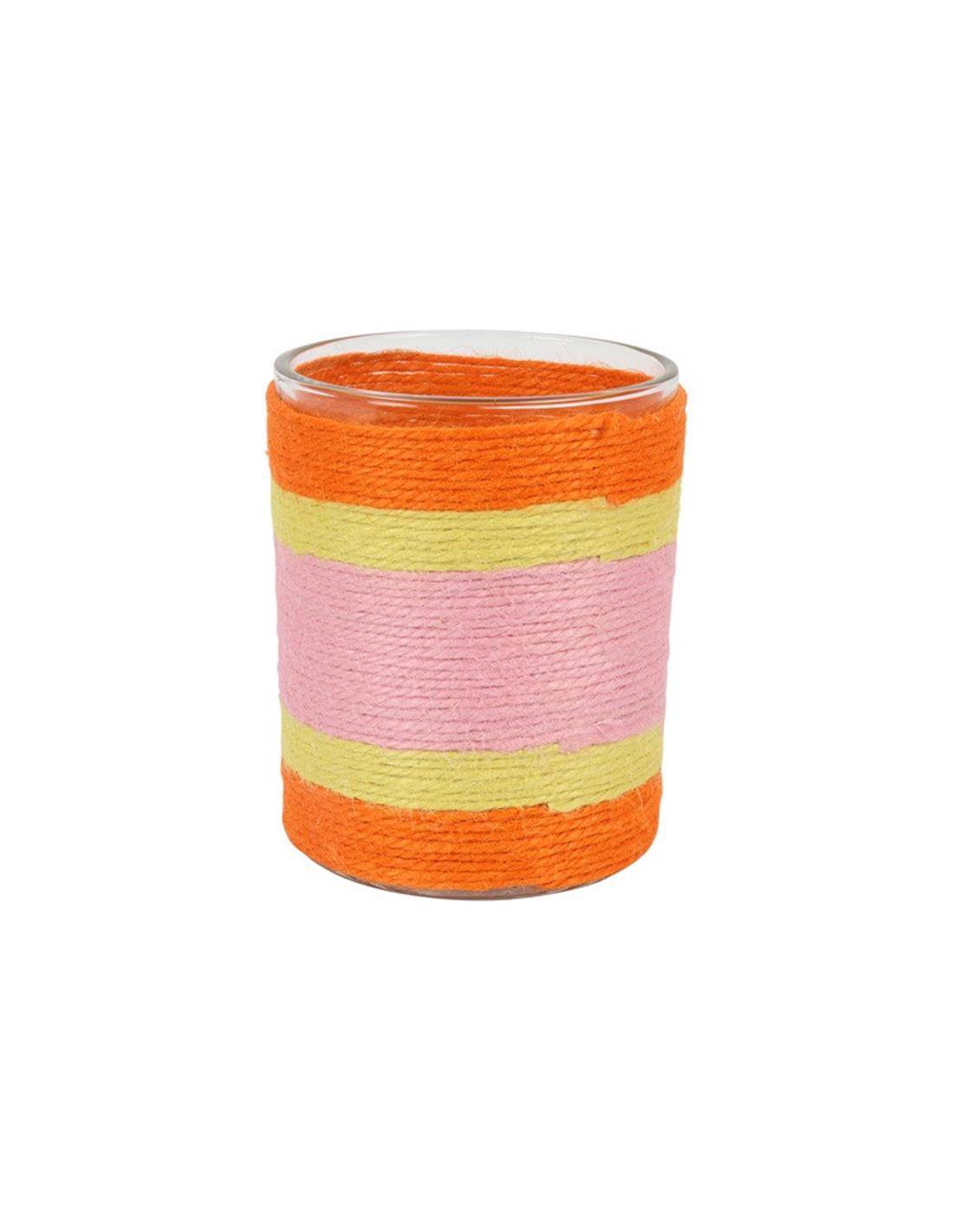 Κηροπήγιο ριγέ πορτ./ροζ Φ10Χ12,5