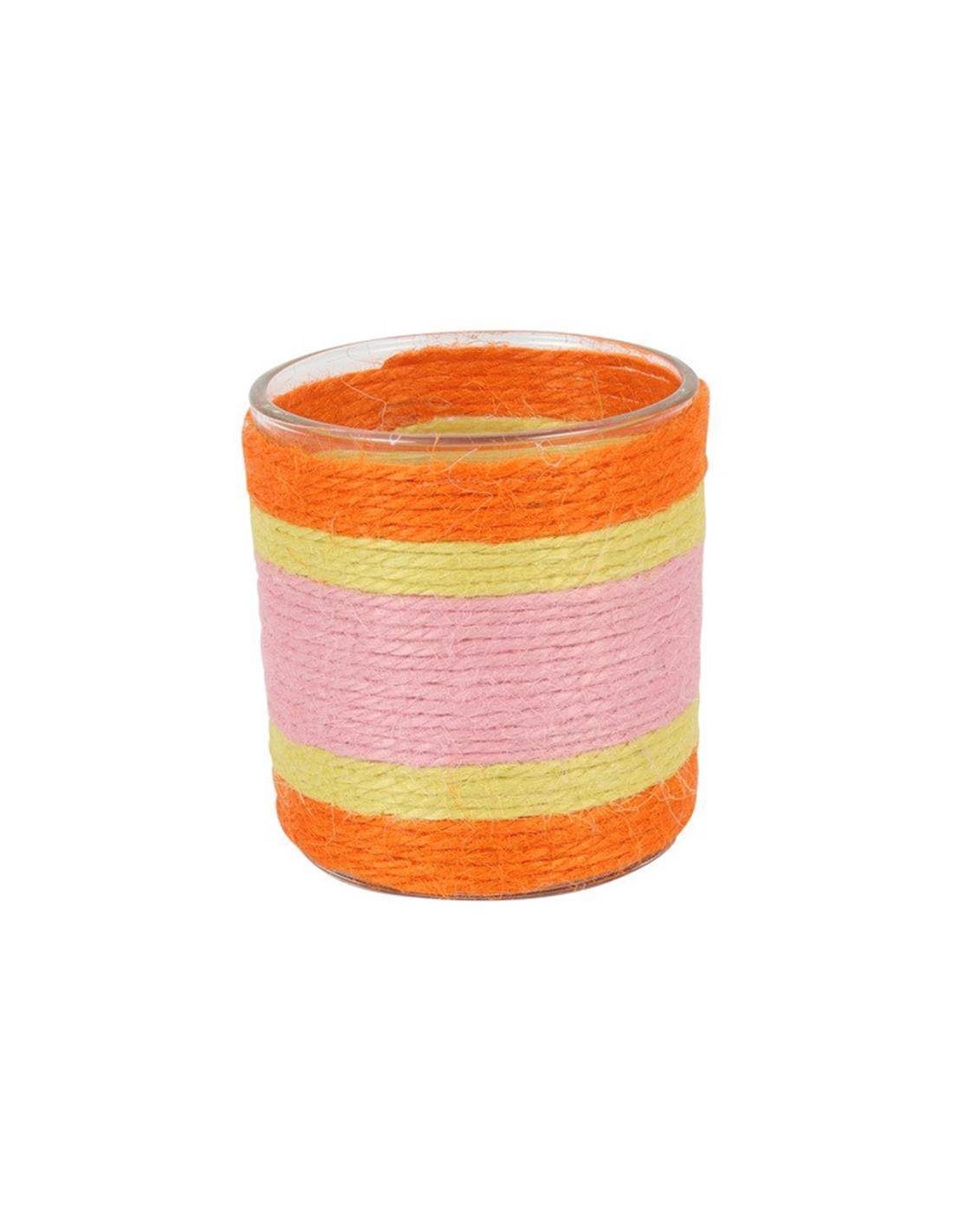 Κηροπήγιο ριγέ πορτ./ροζ  Φ7,3Χ8